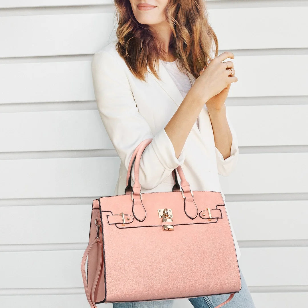 Women Handbags and Purses Ladies Shoulder Bag Top Handle Satchel Tote Work Bag with Matching Clutch