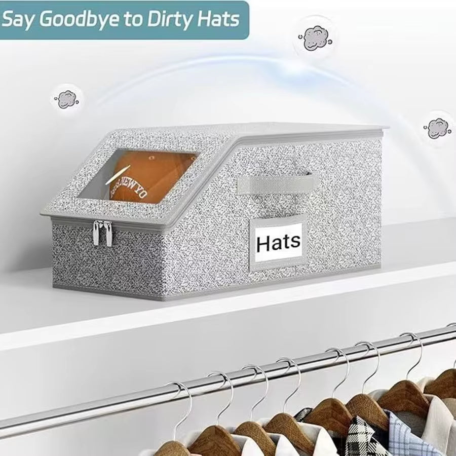 Foldable Zipper Baseball Cap Storage Box Non-Woven Dustproof Storage Box Hat Storage Box Wardrobe Storage Boxes Storage