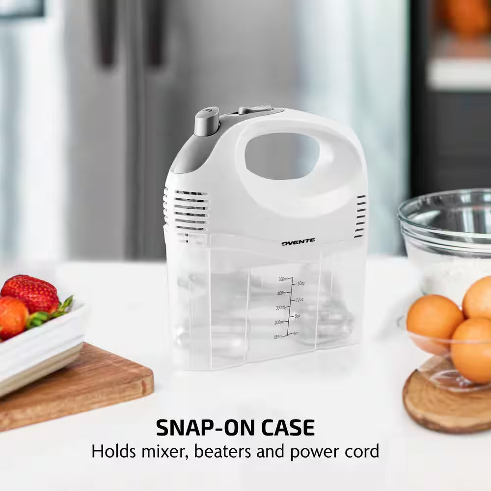 5-Speed Ultra Power Hand Mixer with Free Storage Case, White