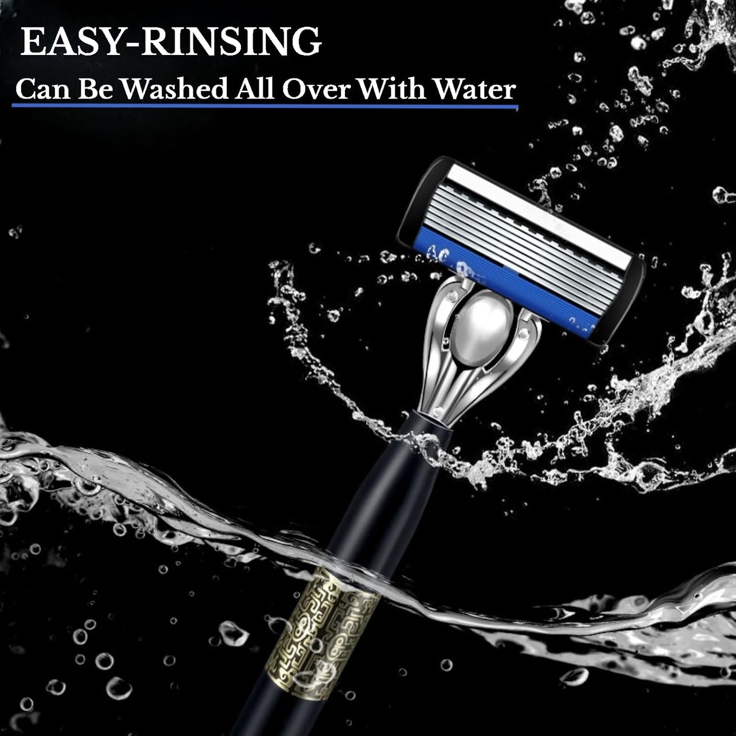Upgrade 7-Blade Razor for Men, 7 Layers of Razor Blades, 1 Razor Handle + 3 Blade Refills, Dual Lubrication & Precision Trimmer, Lubrastrip for Comfortable Shave