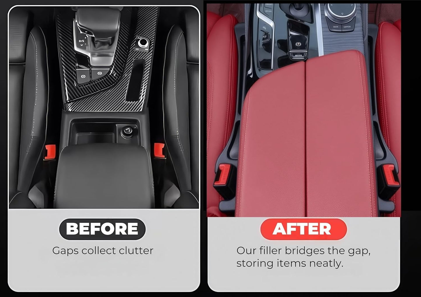 Car Seat Gap Filler, 2-Pack No-Drop Seat Side Gap Seam