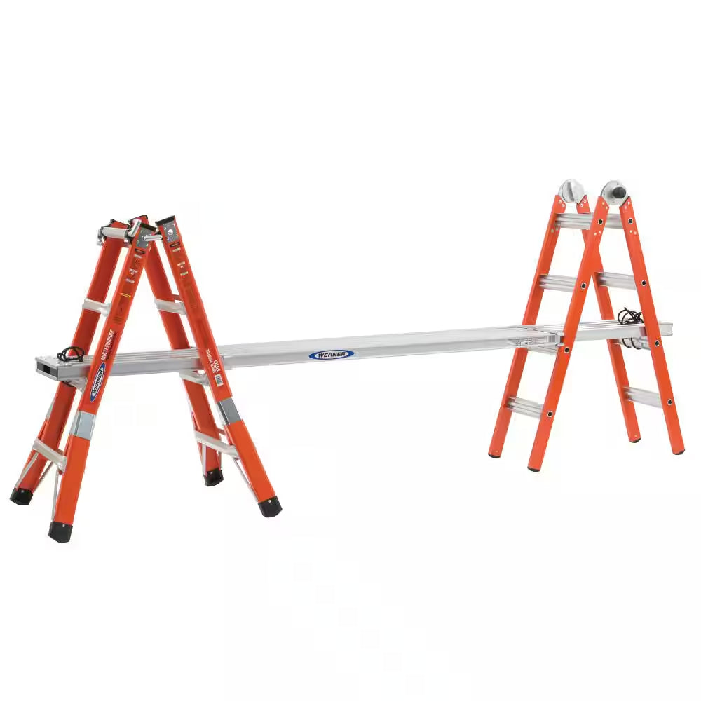 18 Ft. Reach Height Multi-Purpose Fiberglass PRO Ladder with 300 Lbs. Load Capacity Type IA