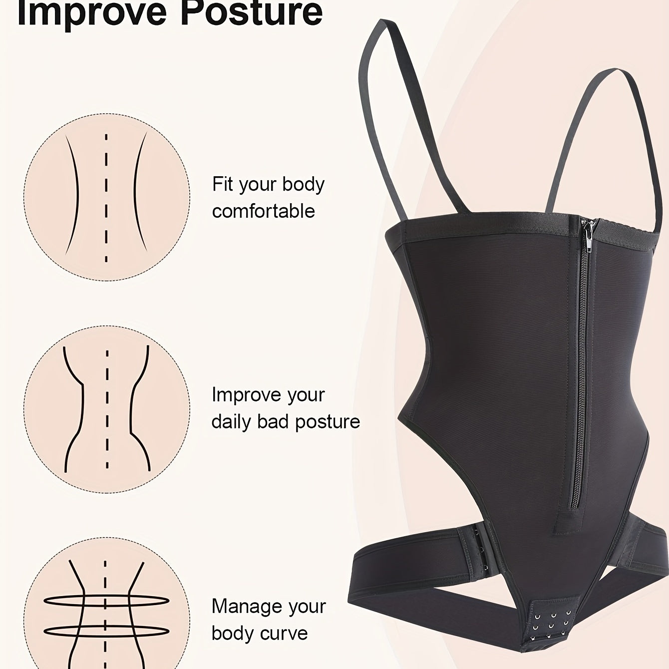 Women's Waist Trimmers, Zipper Shapewear, Tummy Trainer & Butt Lifter For Body Slimming & Shaping