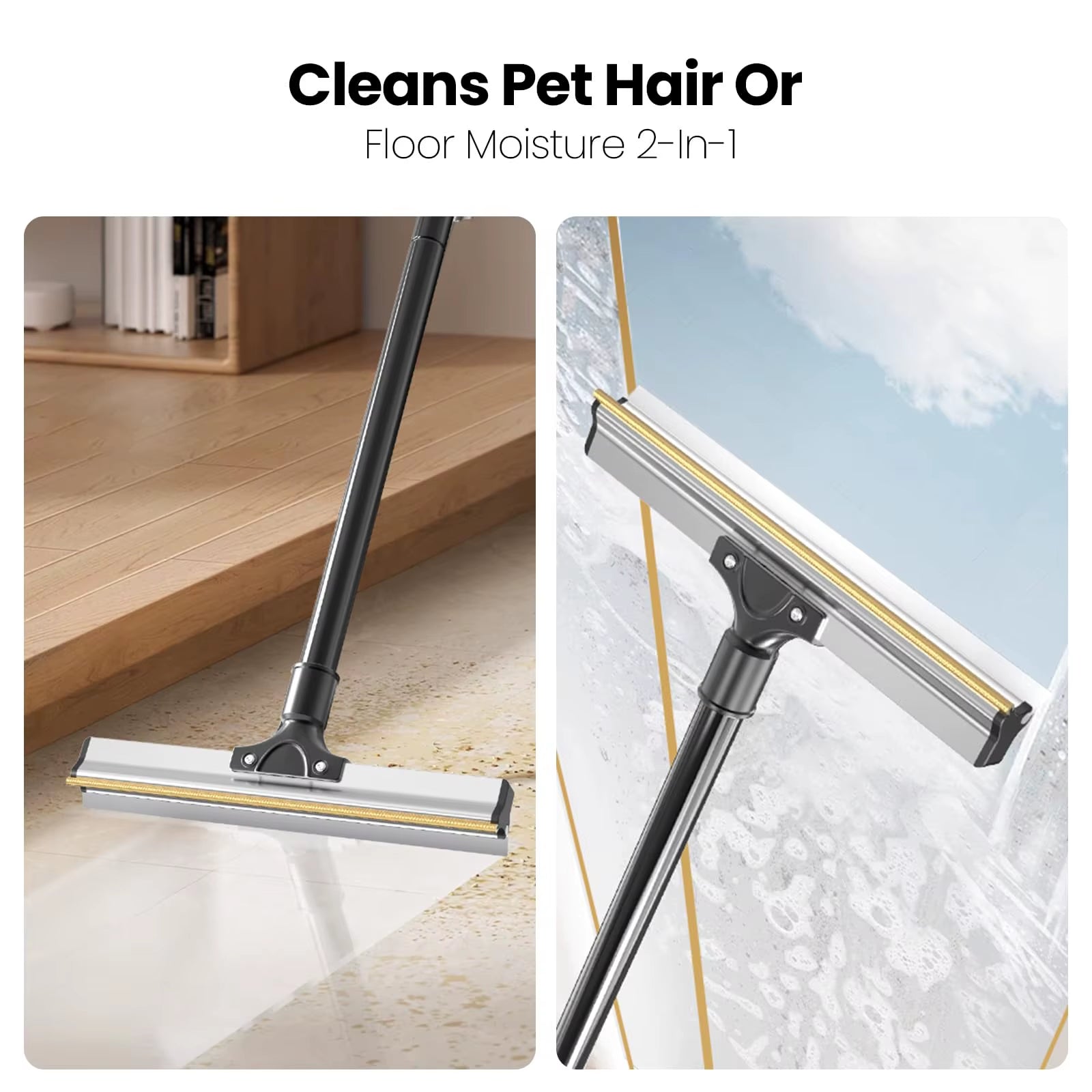 Pet Hair Removal Broom Carpet Rake Reusable Cleaning Tool 50" Long Handle Furniture Couch Carpets Rugs Mats Lint Remover Scraper