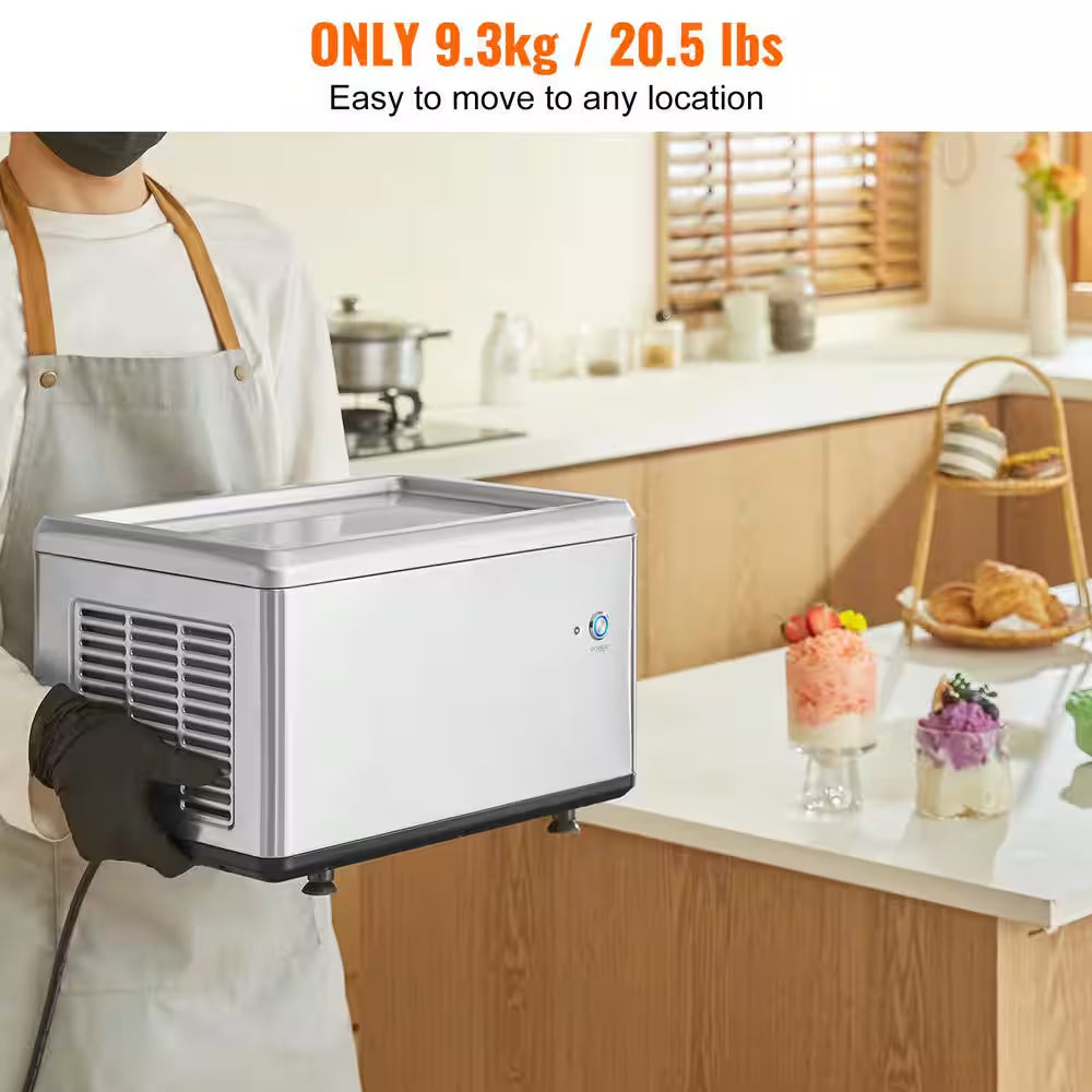 Fried Ice Cream Roll Machine, 12.6 X 8.5In. Stir-Fried Ice Cream Pan, Stainless Steel Rolled Ice Cream Maker, Compressor