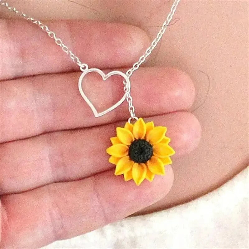 Yellow Sunflower Pendant Necklace Clavicular Chain Choker Fashion Jewelry Trendy