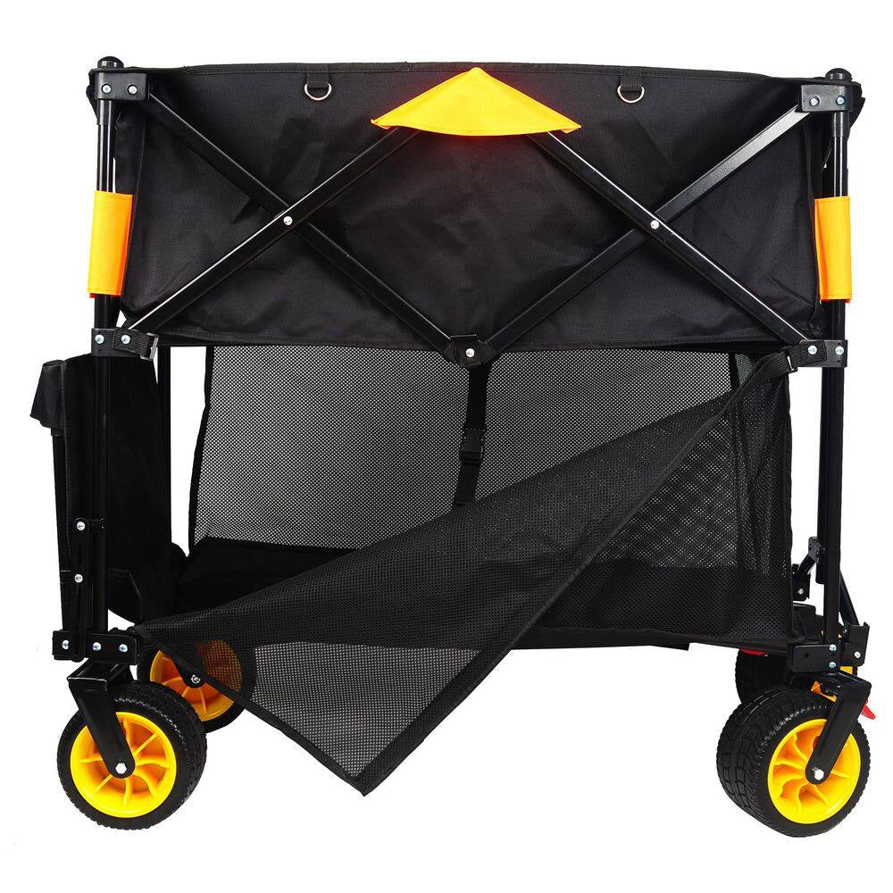 14.13 Cu. Ft. Big Large Capacity Metal Folding Garden Cart Extra Long Extender Folding Wagon Shopping Beach Cart