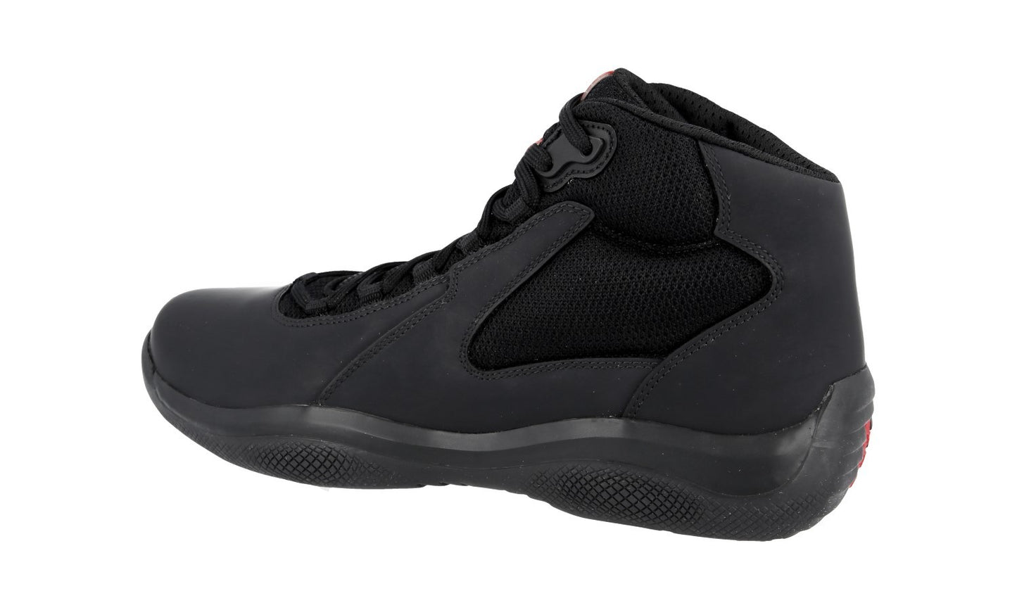 PRADA AMERICAS CUP HIGH-TOP SNEAKERS SHOES 4T2871 BLACK