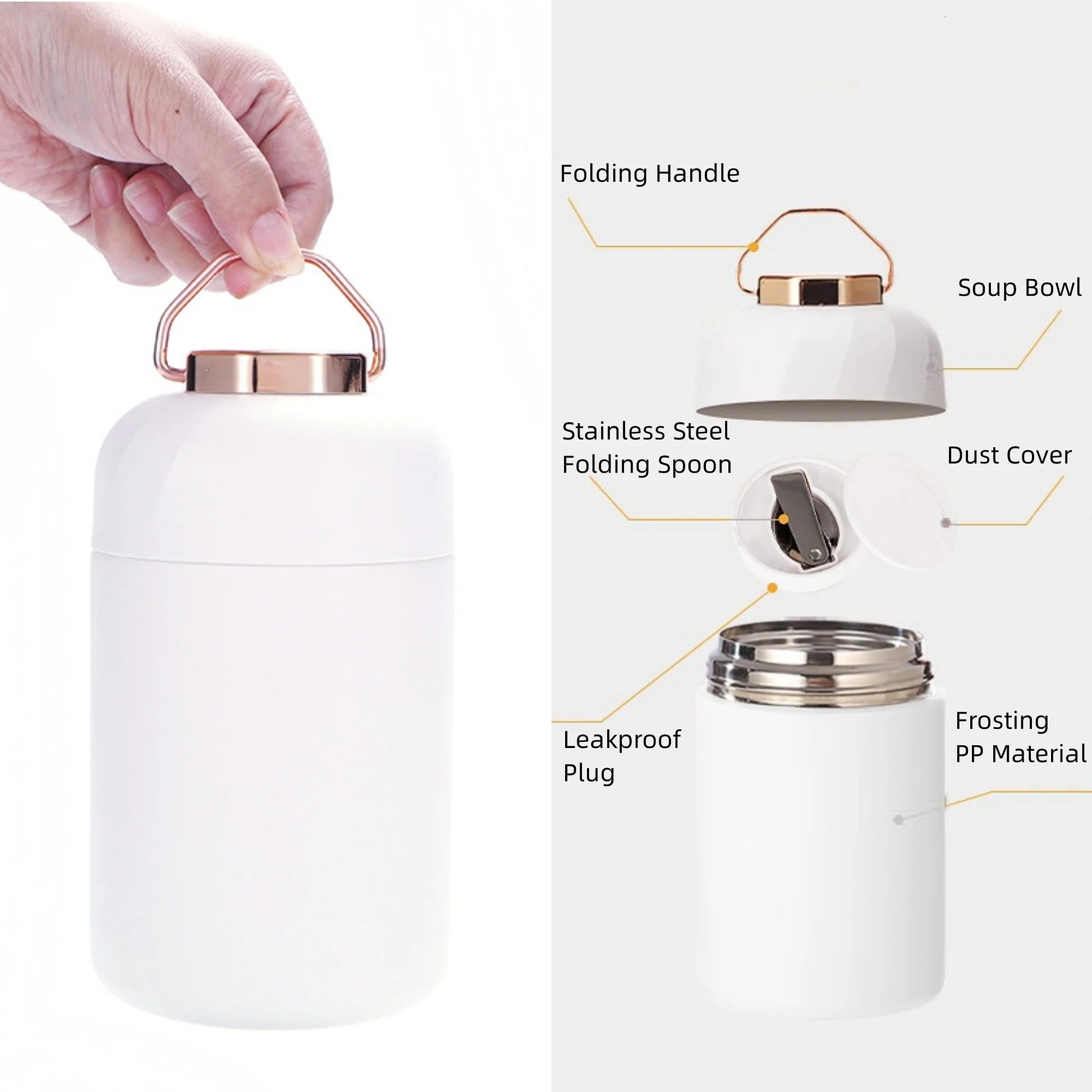 20 Oz White Stainless Steel Insulated Thermos