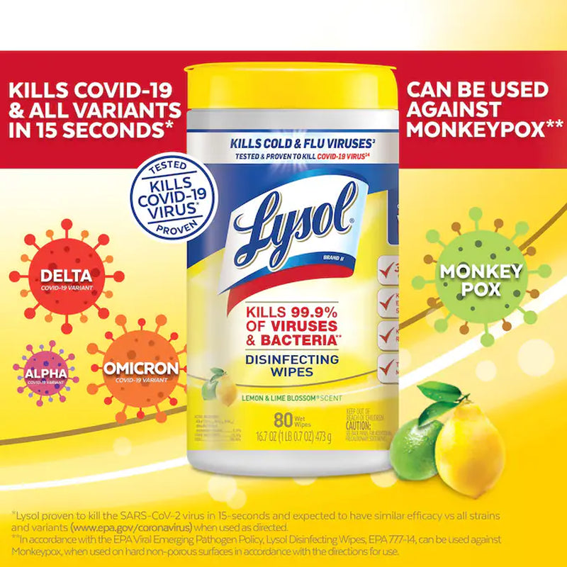 240 -Count Lemon and Lime Blossom Disinfectant Wipes All-Purpose Cleaner 3 -Pack