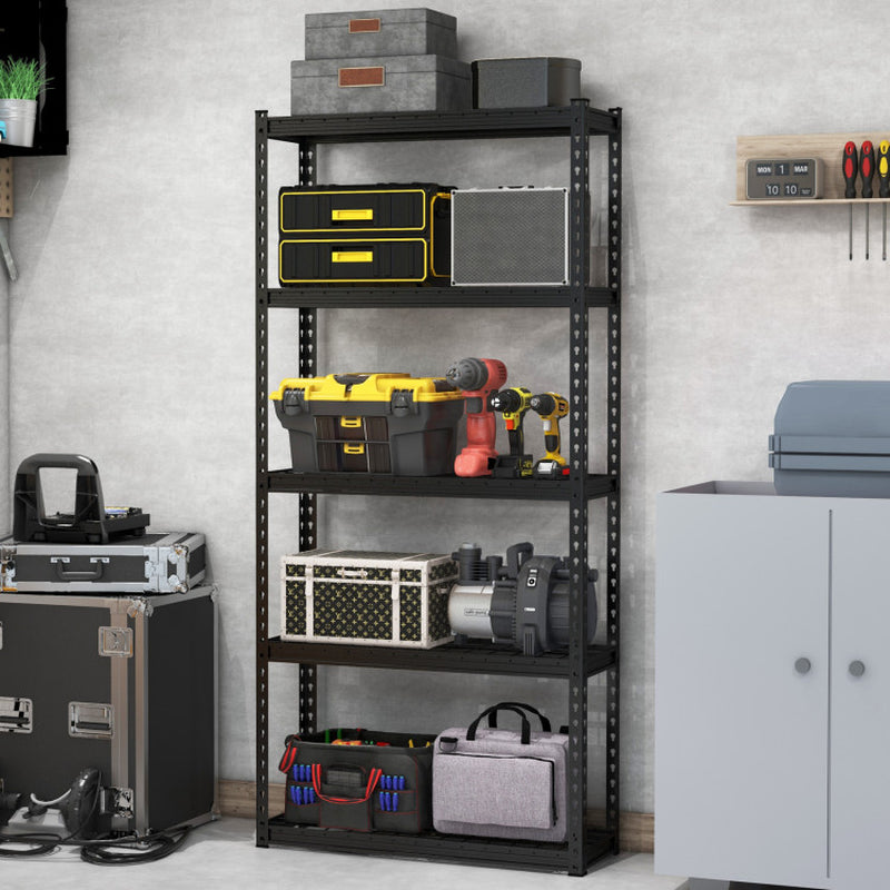 5-Tier Metal Shelving Unit with Anti-Slip Foot Pad Height Adjustable Shelves for Garage