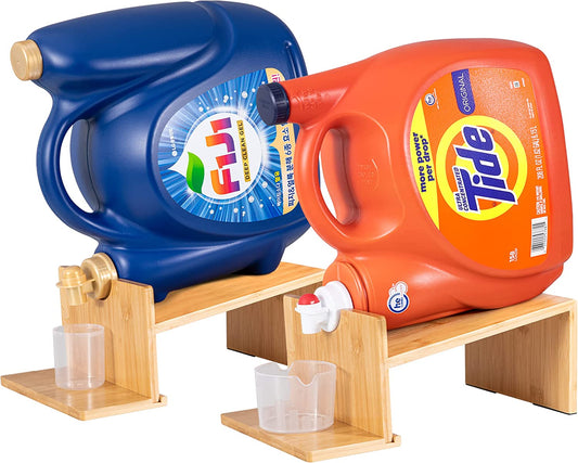 2PK Laundry Detergent Holder,Wooden Laundry Detergent Dispenser for Laundry Room