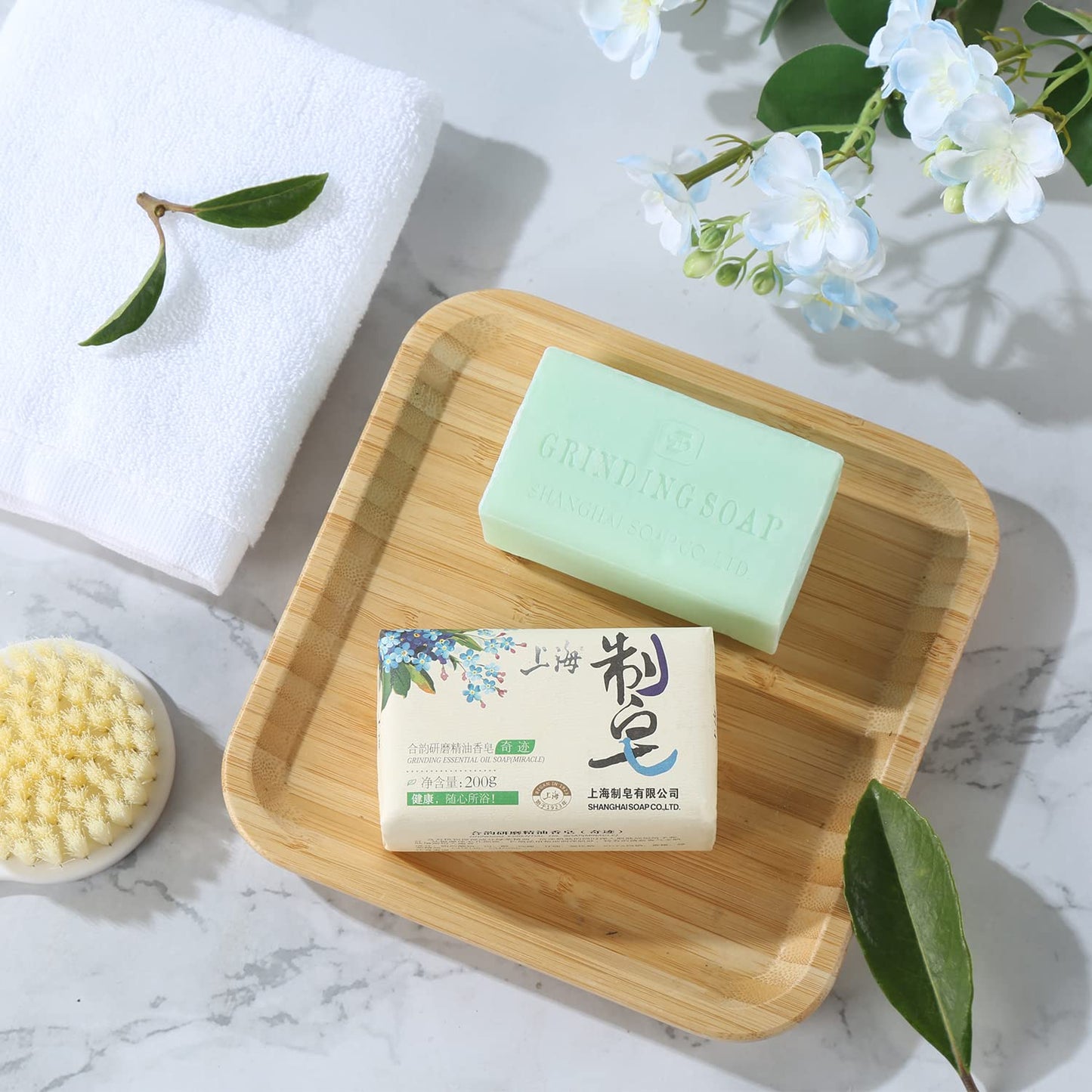 Natural Bar Soap Moisturizing Handmade Soap Bar with Organic Essential Oils Green Tea Scented Soap Bar, French -Milled Soap Bars for Hands and Body, 7Oz
