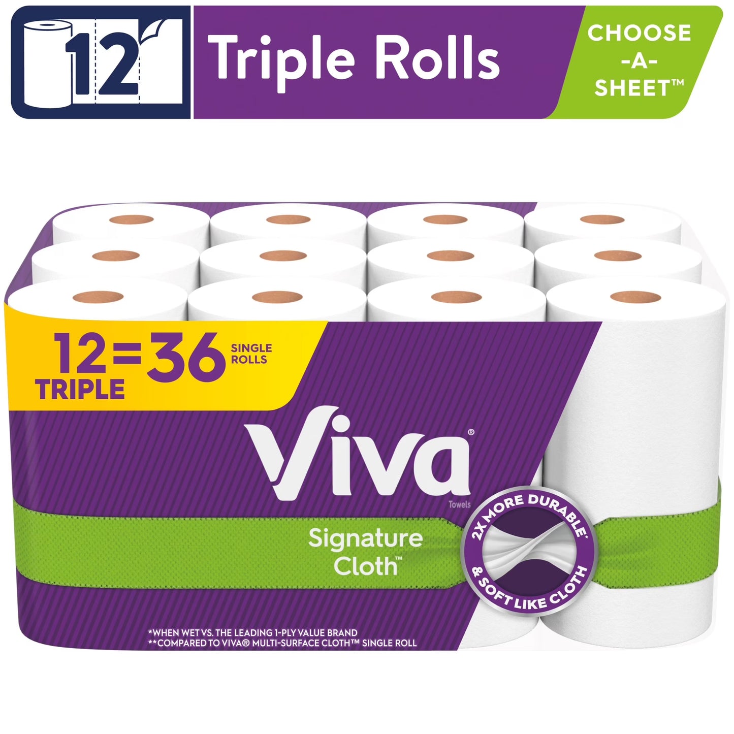 Signature Cloth Paper Towels, 12 Triple Rolls