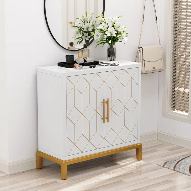 32" Accent Cabinet with Gold Trim