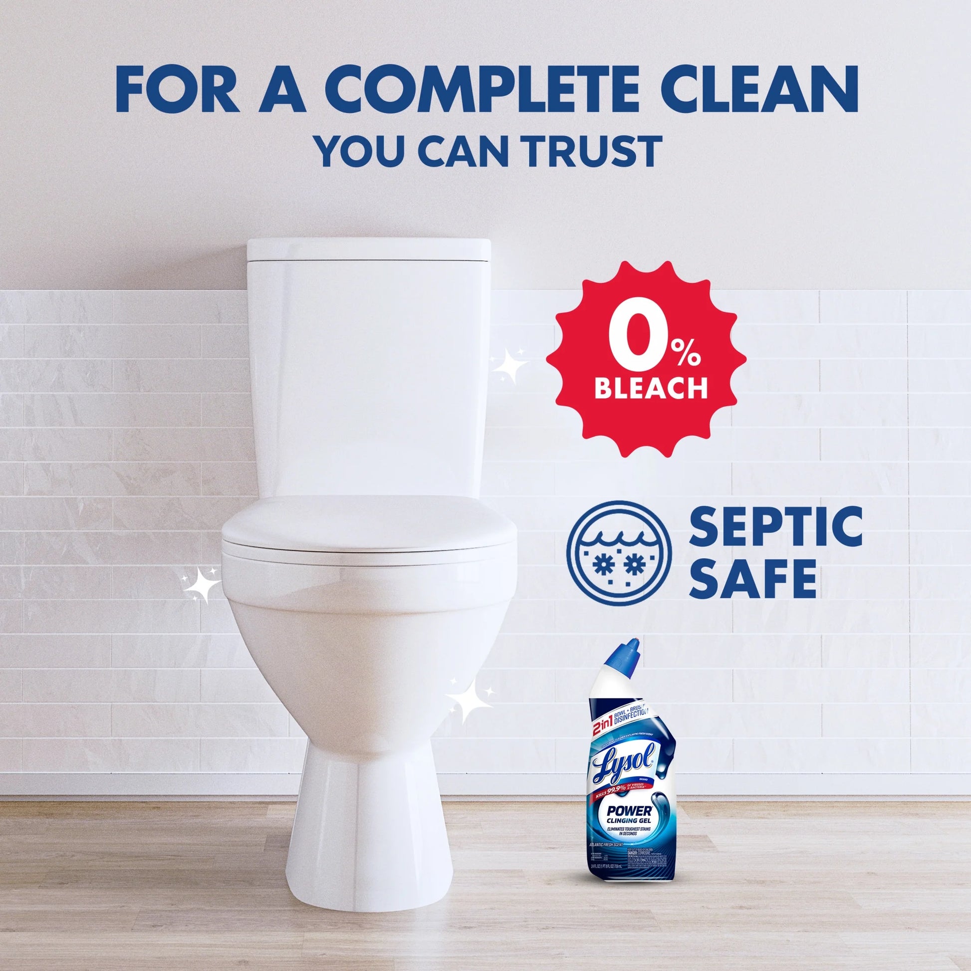 Power Toilet Bowl Cleaner Gel, Cleaning, Disinfecting and Stain Removal, 24 Oz, Pack of 2