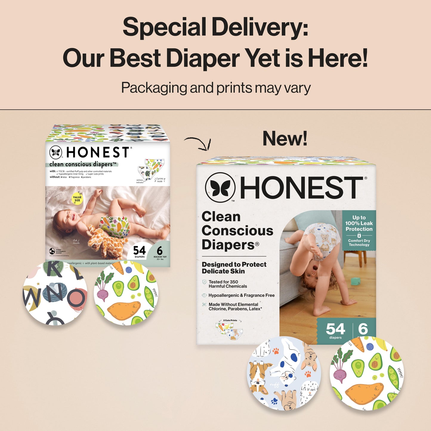 ® Clean Conscious Baby Diapers Size 6 (35+ Lbs), Hypoallergenic and Fragrance Free, 54 Count