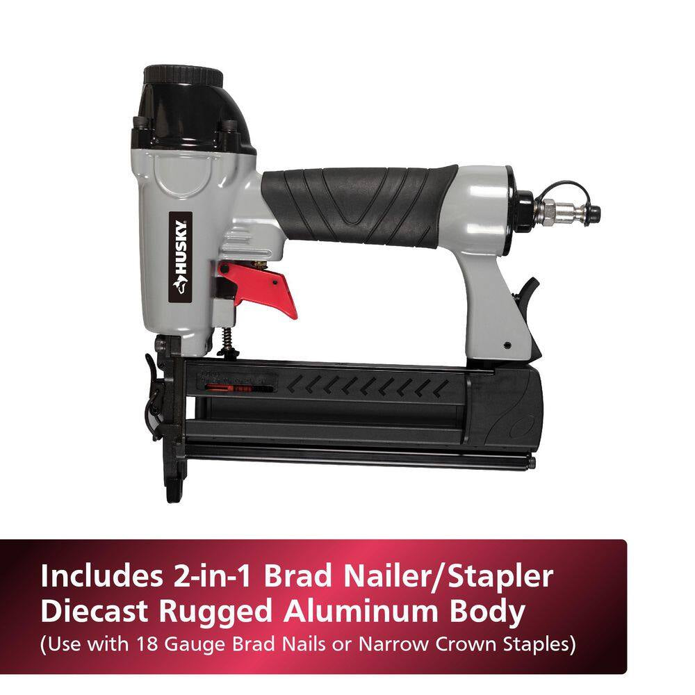 4 Gal. 175 PSI Electric Oil-Free High Performance Air Compressor with 25 Ft. Air Hose and 2-In-1 Brad Nailer/Stapler
