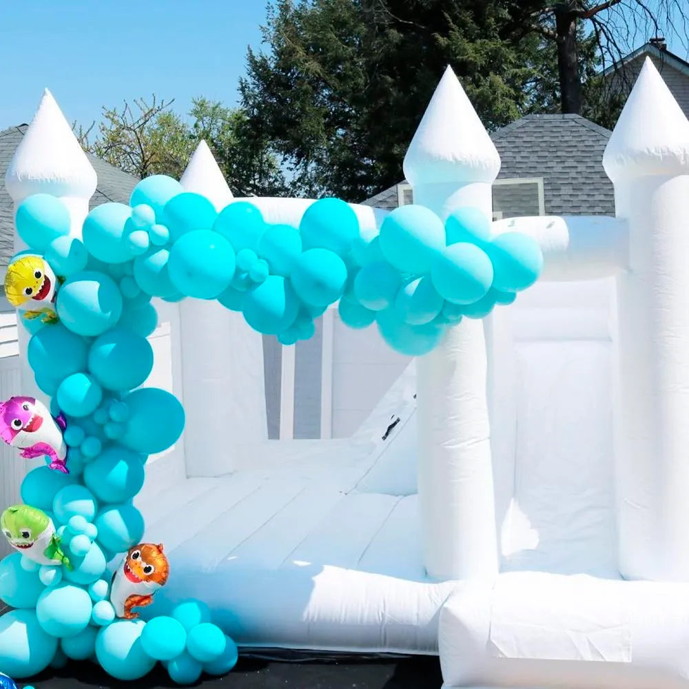 Wholesale Commercial White Wedding Bounce House with Turret Top Inflatable Bouncy Castle Slide Combo Jumping Bouncer for Kids and Adults