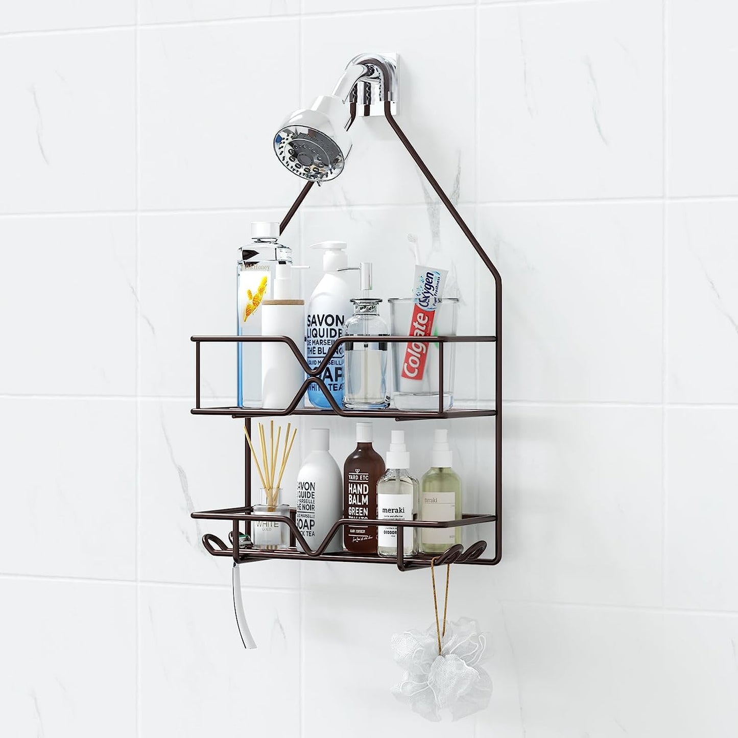 Treelen Shower Caddy over Shower Head Hanging Bathroom Caddy for Shower Organize