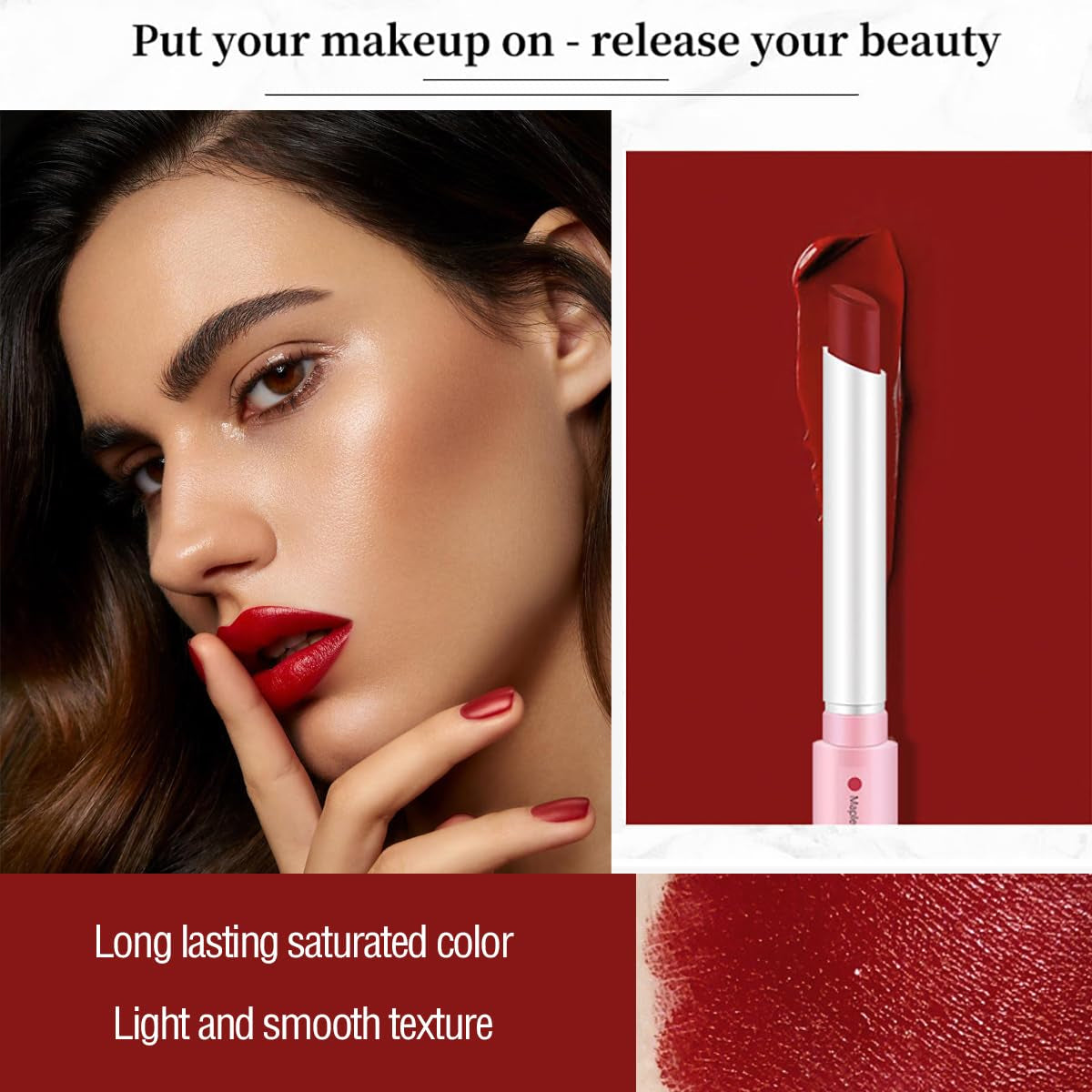 4 Colors Tube Lipstick, Little Lipstick Set, Labiales Mate Velvet Lipstick Moisturizer & Smooth, Red Lip Stain Long Lasting 24 Hours Waterproof Lip Tinet