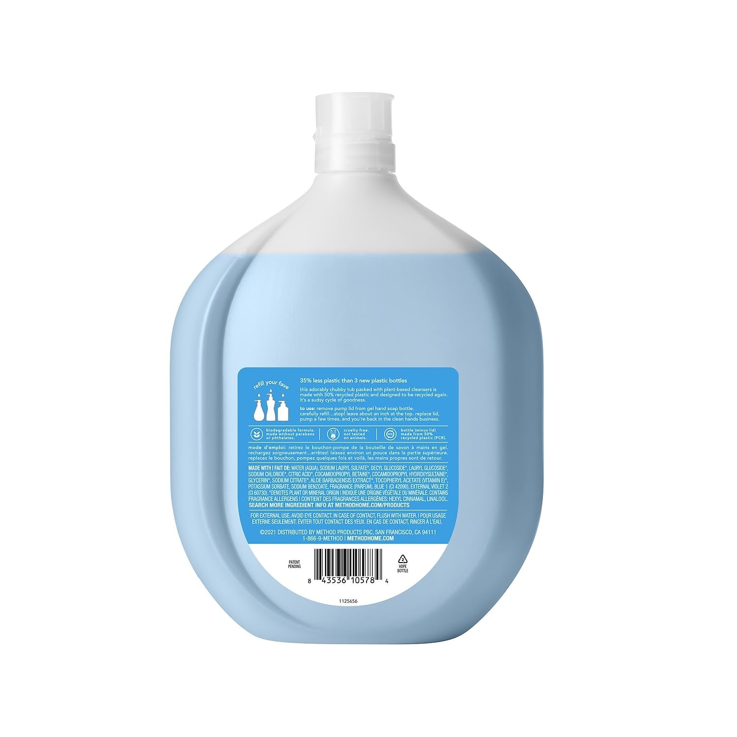 Gel Hand Soap Refill, Sea Minerals, Biodegradable Formula, 34 Fl Oz (Pack of 1)