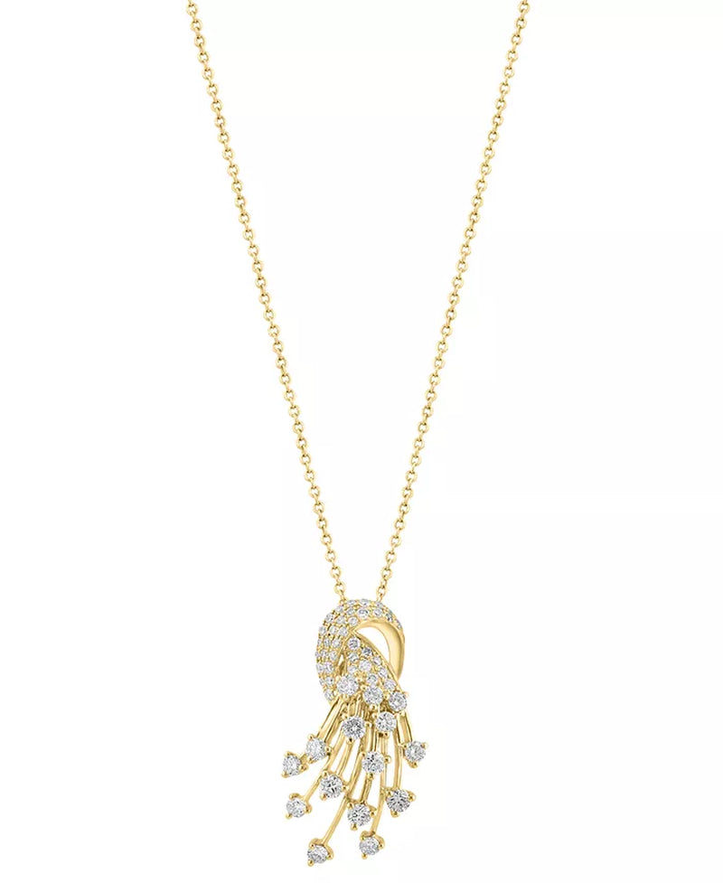EFFY® Diamond Cluster Pendant Necklace (7/8 Ct. T.W.) in 14K Gold, 16-3/4" + 1-1/4" Extender