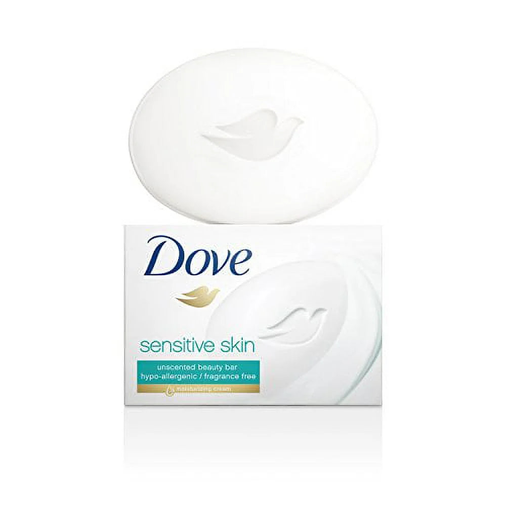 Beauty Bar More Moisturizing than Bar Soap Sensitive Skin with Gentle Cleanser for Softer Skin, Fragrance-Free, Hypoallergenic Beauty Bar 3.75 Oz, 6 Bars