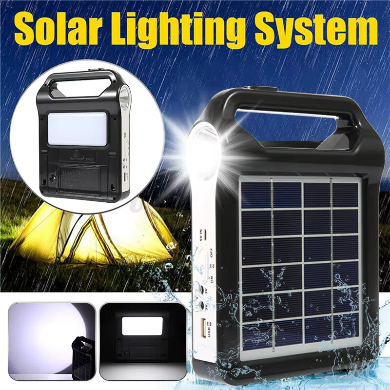 Portable 6V Rechargeable Solar Panel Power Storage Generator System USB Charger with Lamp Lighting Home Solar Energy System Kit