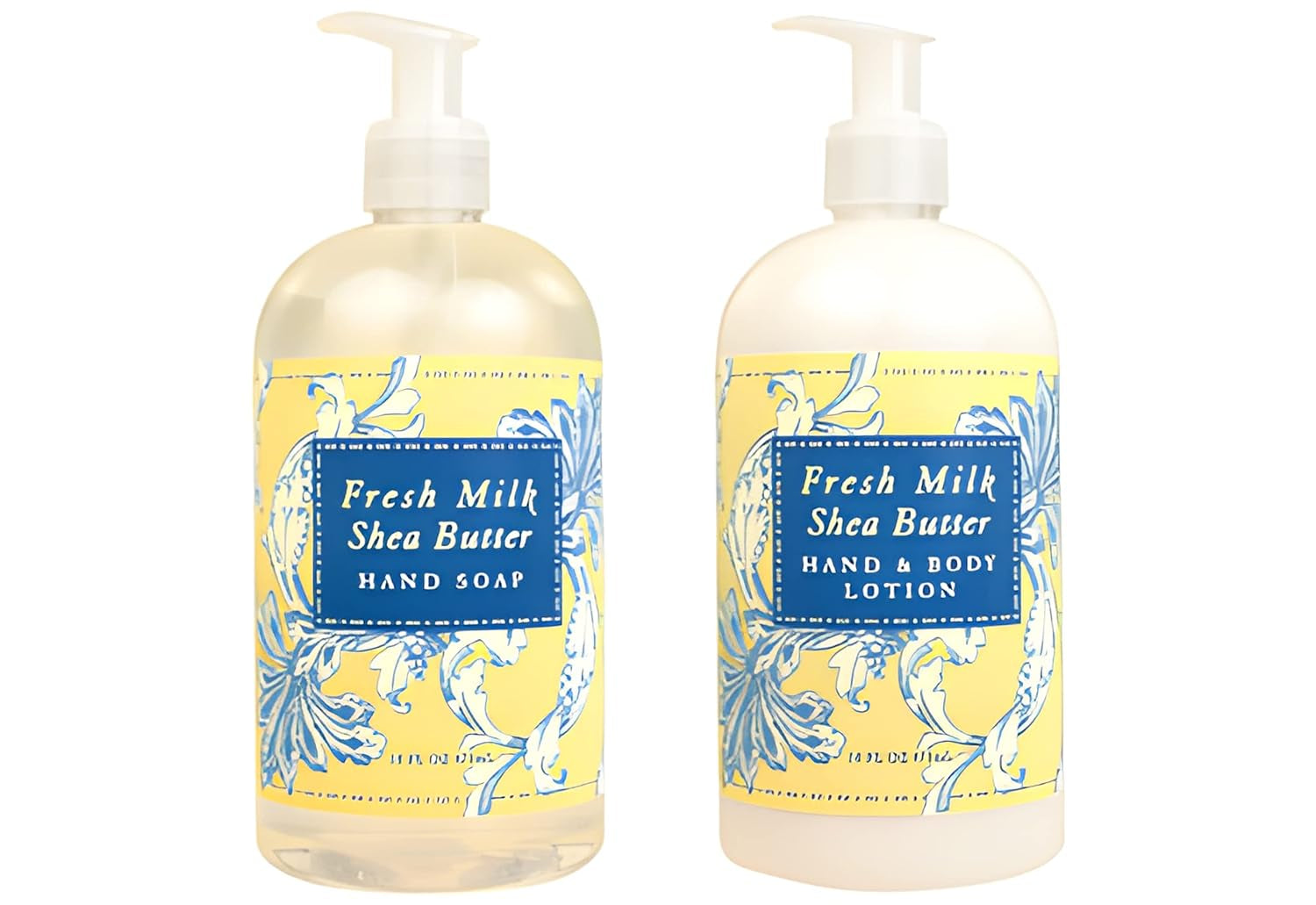 Fresh Milk Body Care Spa Quartet - Hand Soap, Lotion, Body Butter, and Soap Bar Square - Luxurious Shea Butter Skin Care in Captivating Botanical Scents