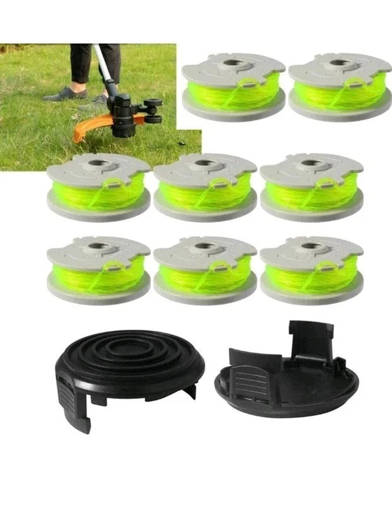 8 Pack WORX WA0014 Spool & Line for WG168 WG184 WG190 WG191 String Trimmer+2Caps