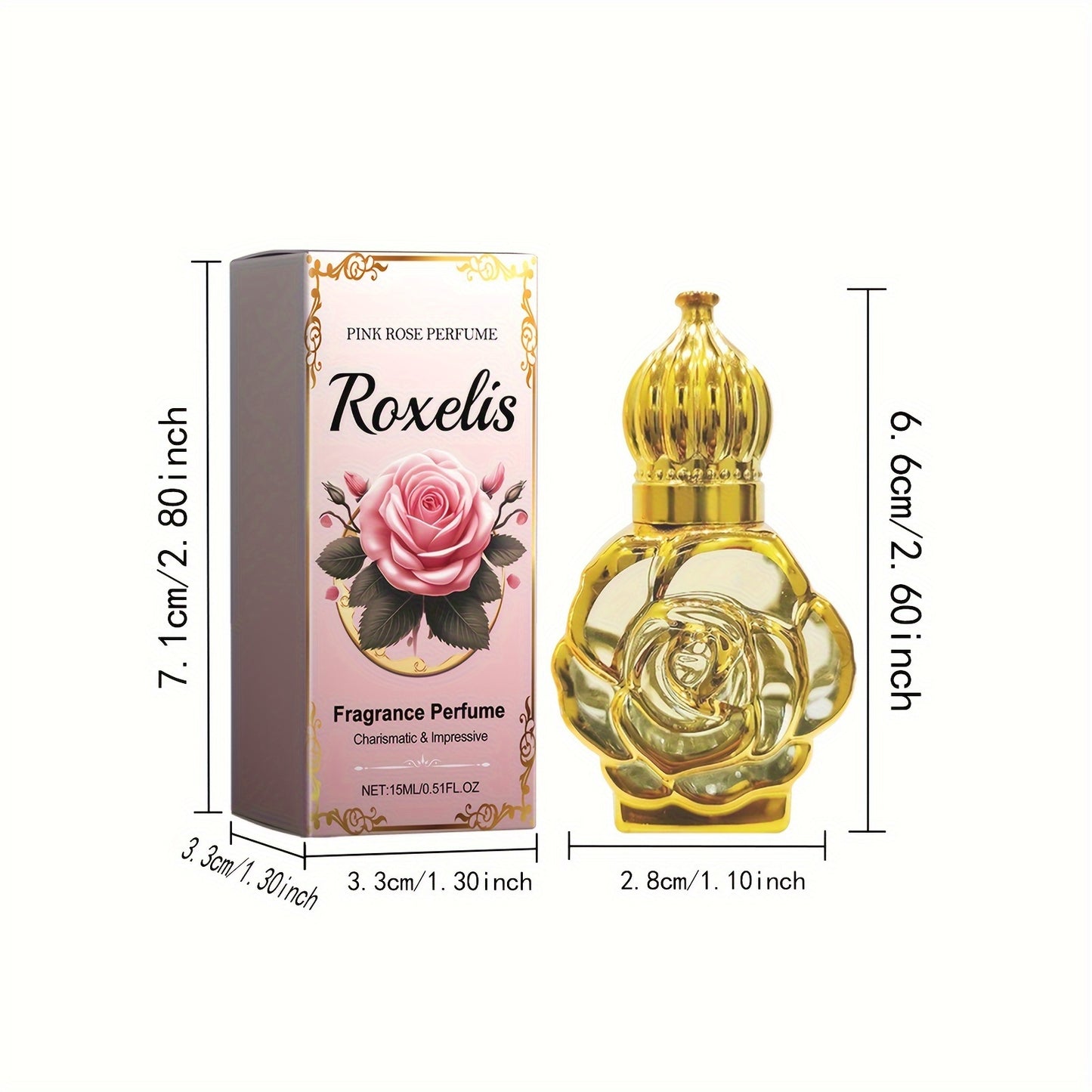"Feminine Mystique" Elegant Rose Scented Perfume 0.51oz - Long-Lasting Floral Fragrance, Ideal For Dates & Everyday Wear, Perfect Gift For Her
