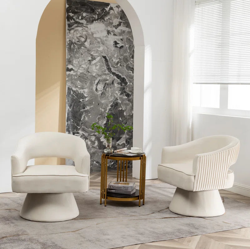 Chynna Velvet Swivel Barrel Chair