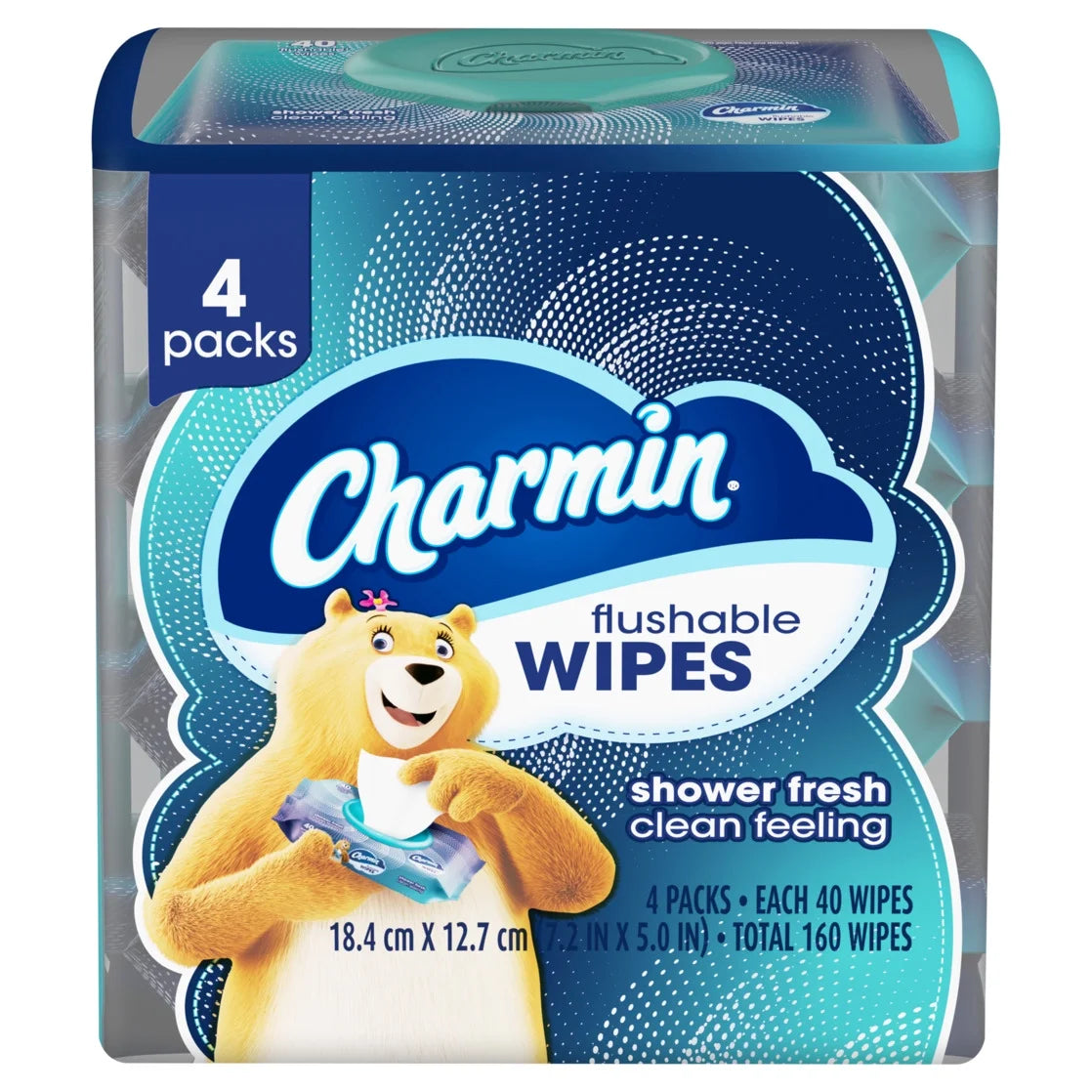 Flushable Wet Wipes, 4 Packs, 40 Wipes per Pack, 160 Total Wipes