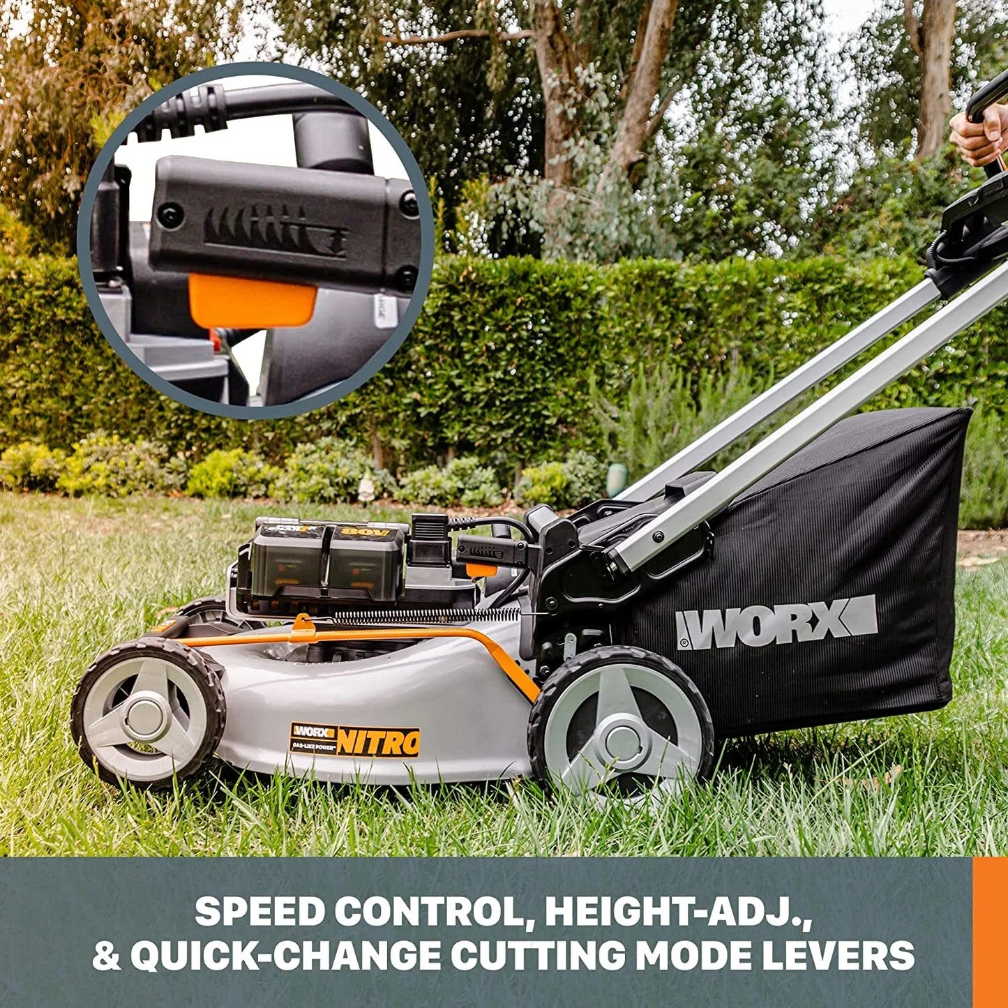 WG761 Nitro 80V 21" Cordless Self-Propelled Lawn Mower with Brushless Motor & Rear Wheel Drive