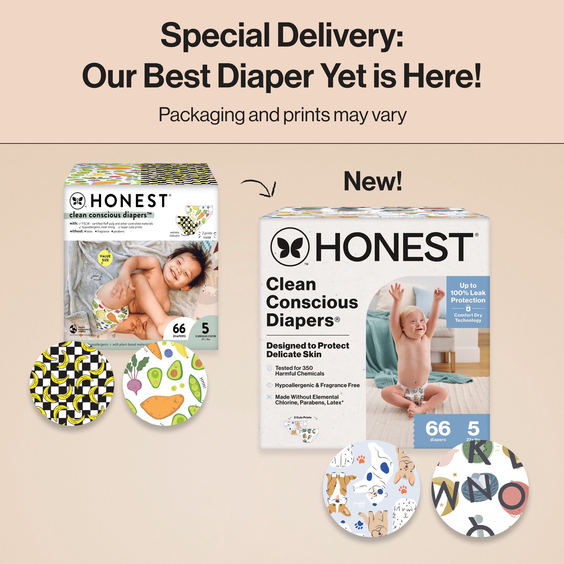 ® Clean Conscious Baby Diapers Size 5 (27+ Lbs), Hypoallergenic and Fragrance Free, 66 Count