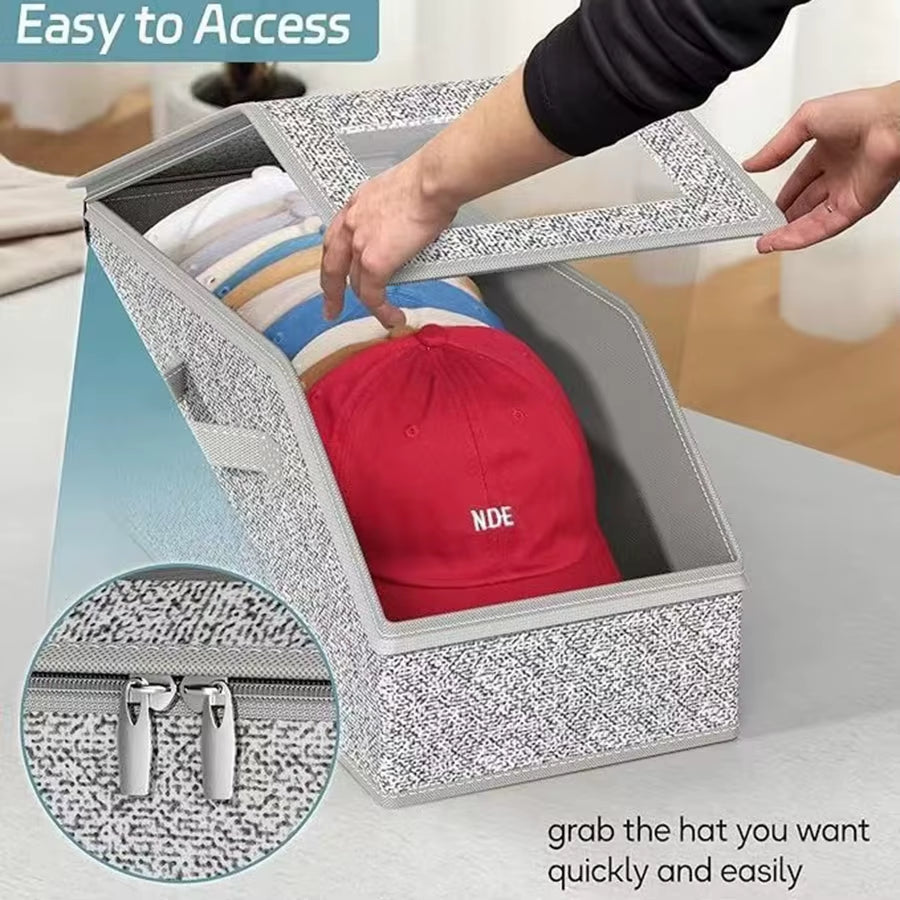 Foldable Zipper Baseball Cap Storage Box Non-Woven Dustproof Storage Box Hat Storage Box Wardrobe Storage Boxes Storage