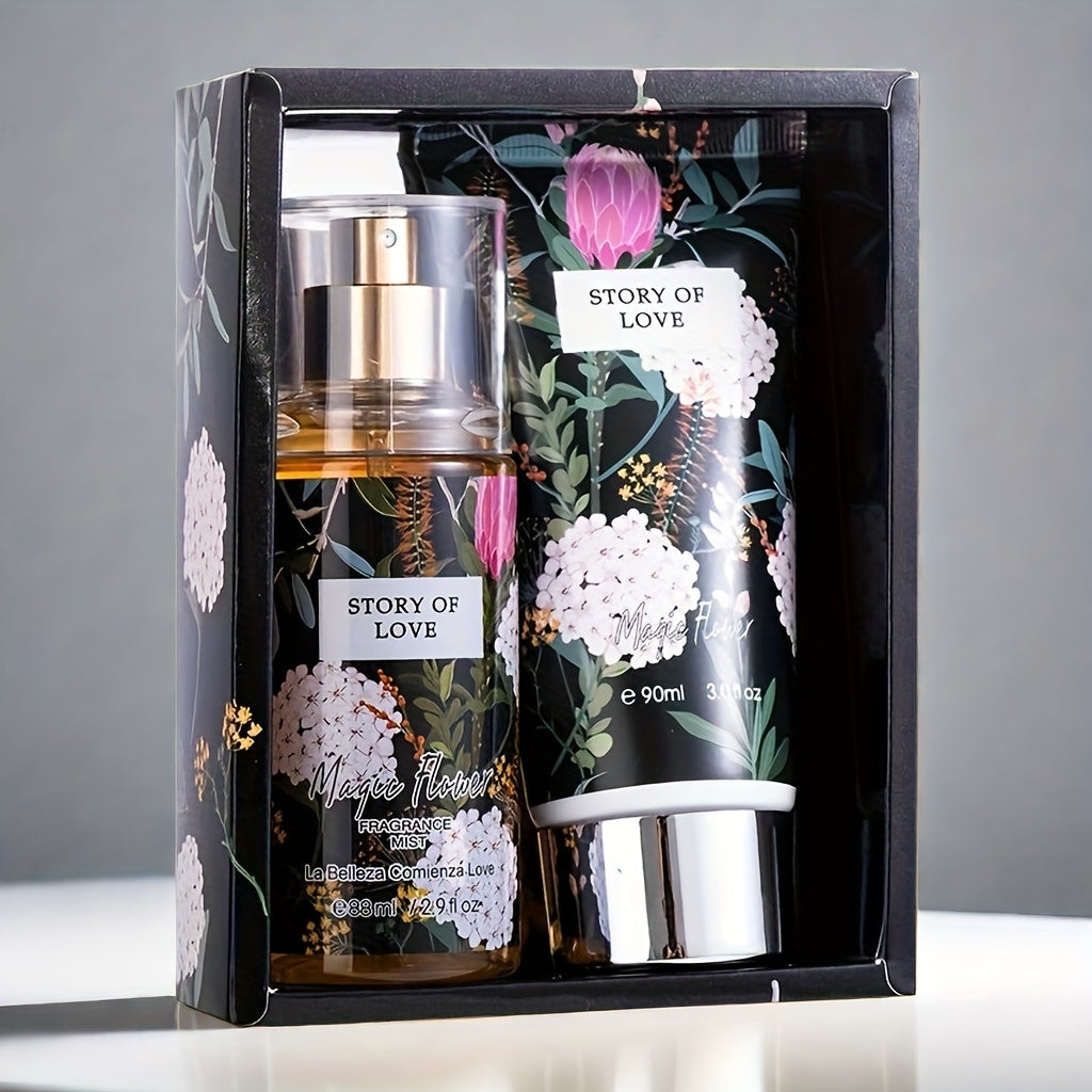 2.98oz Fragrance Mist&3.04oz Perfumed Body Lotion, Floral Notes, A Perfect Gift For Her, Nourishing Moisturizing Gift Set