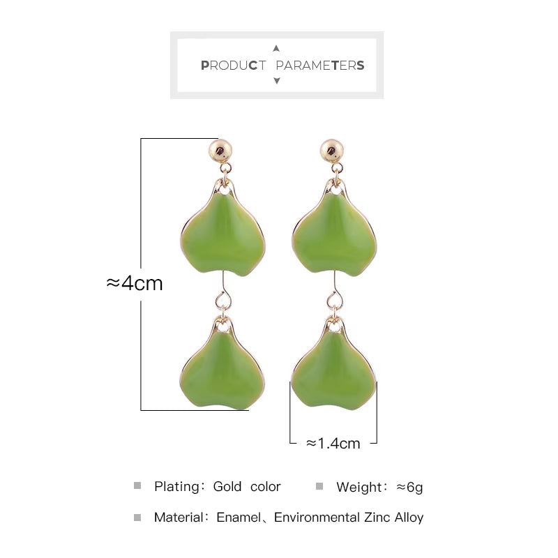 Unique Black&Pink&Green Enamel Petaloid Drop Earrings for Women Gifts Gold Color Fashion Jewelry Accessories Wholesale