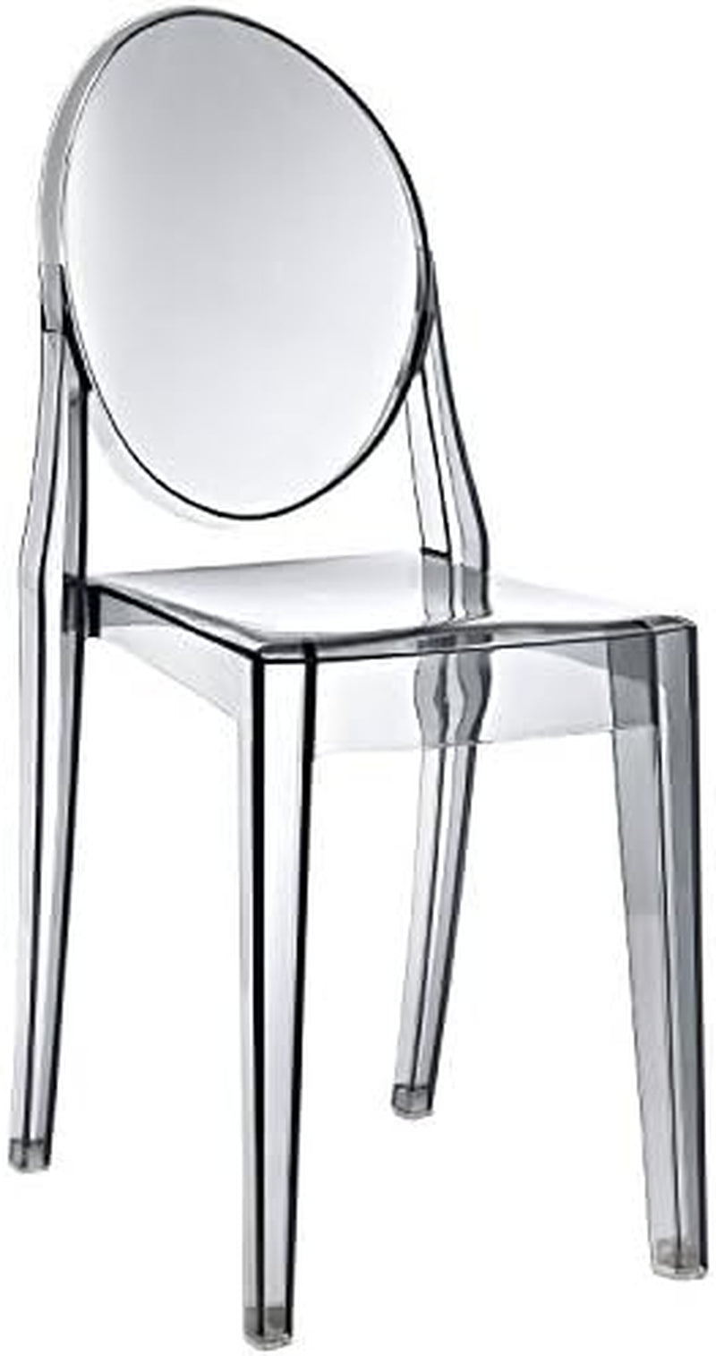 - Victoria Style Ghost Side Chair Transparent Acrylic Chair (Smoke), Single, Set of 1