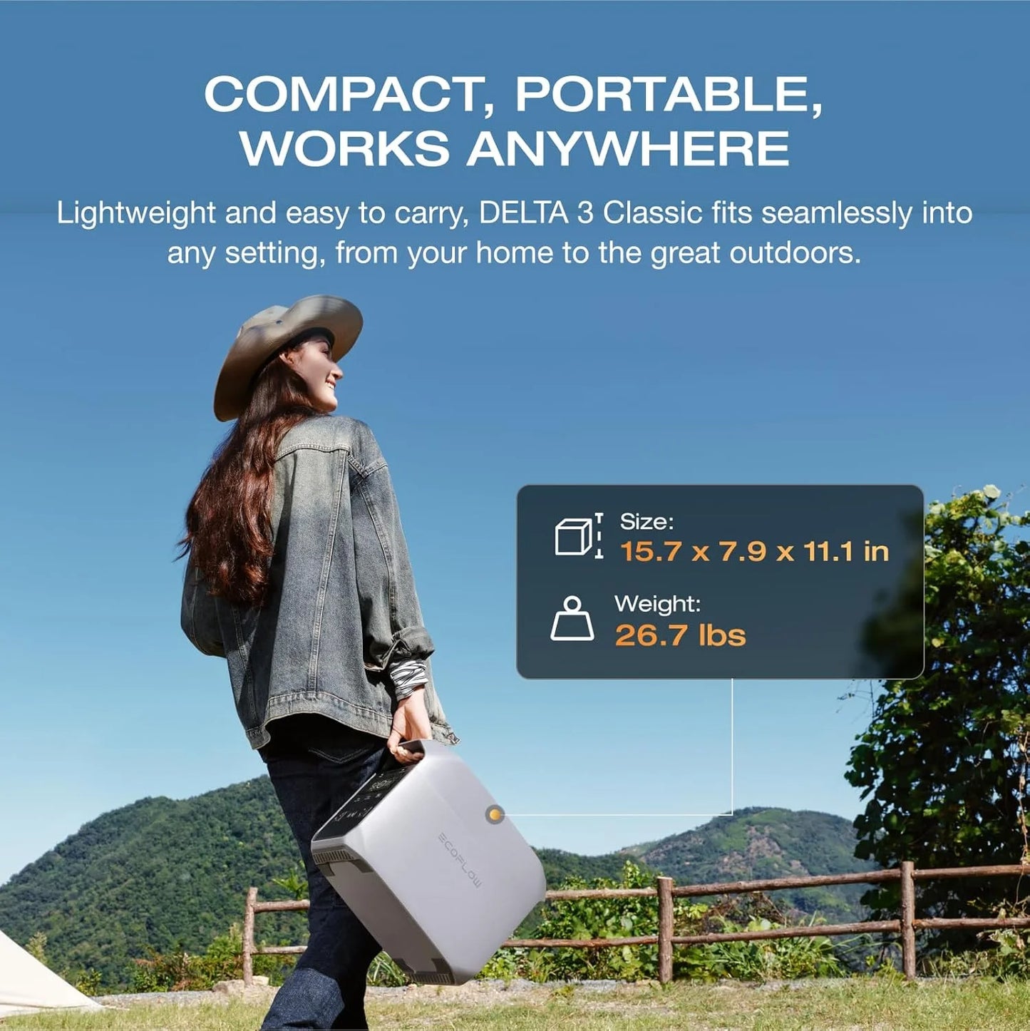 Portable Power Station DELTA 3 Classical, 1024Wh Lifepo4 Battery, 1800W AC/100W USB-C Output, 1 Hr Fast Charge,Solar Generator for Rvs, Camping & Home Backup Power (Solar Panel Optional)
