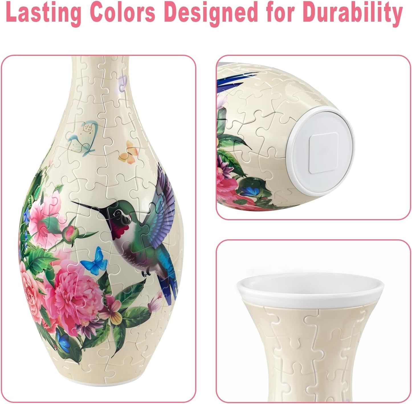 3D Puzzles Vase for Adults, 160 Pieces Plastic DIY Unique Pattern Vase, Crafts F