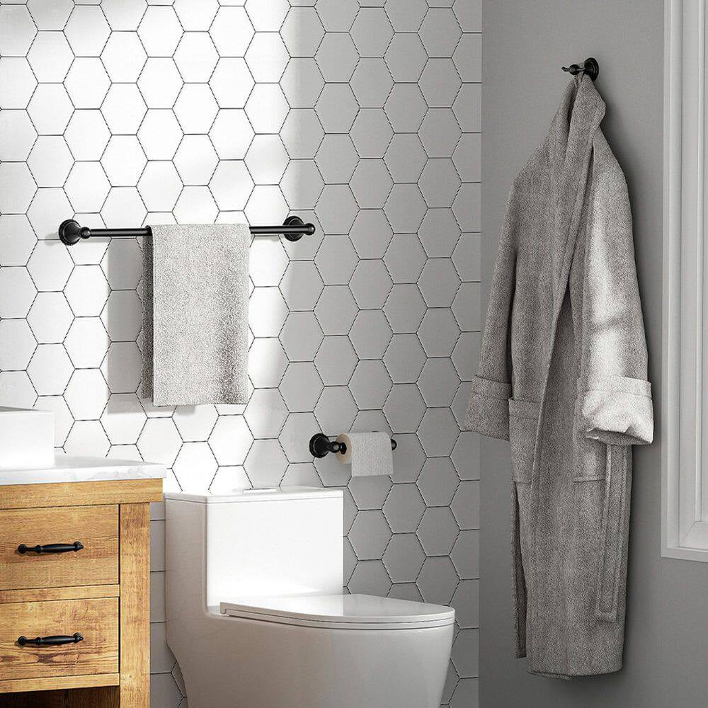 3 -Piece Bath Hardware Set with Included Mounting Hardware in Black