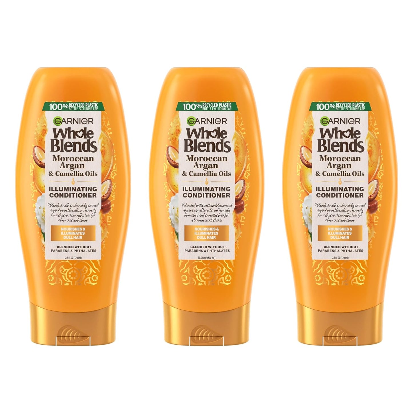 Whole Blends Moroccan Argan & Camellia Oils Illuminating Conditioner for Silky Shine, 12.5 Fl Oz, 3 Count (Packaging May Vary)