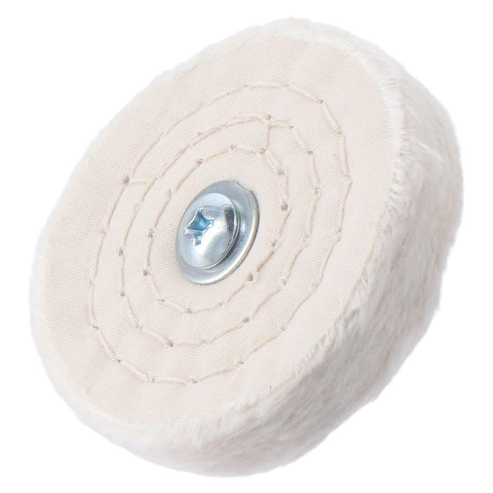 4Pcs Polishing Wheel Cotton Pad, 3 Inch Buffing Cotton Wheel with 1/4-Inch Stainless Steel Handle for Aluminum Stainless Steel Manifold Chrome, White