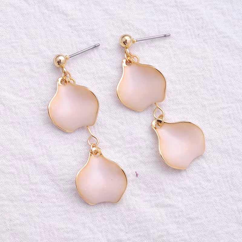 Unique Black&Pink&Green Enamel Petaloid Drop Earrings for Women Gifts Gold Color Fashion Jewelry Accessories Wholesale