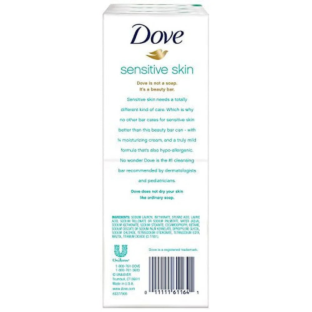 Beauty Bar More Moisturizing than Bar Soap Sensitive Skin with Gentle Cleanser for Softer Skin, Fragrance-Free, Hypoallergenic Beauty Bar 3.75 Oz, 6 Bars