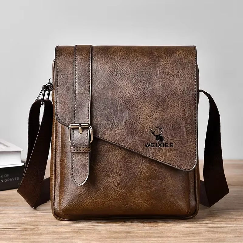 Men'S Retro Business Shoulder Bag New Fashionable Brand Name PU Leather Retro Handbag Versatile Travel Crossbody Bag Tote Bag