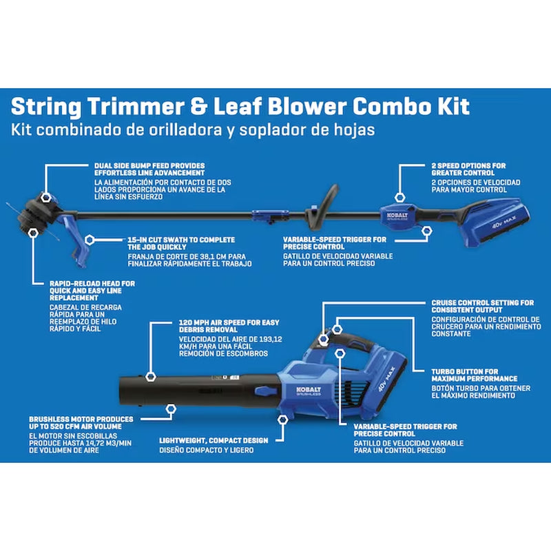 Gen4 40-Volt Cordless Battery String Trimmer and Leaf Blower and 4.0 Ah (Battery Included) (Charger Included)