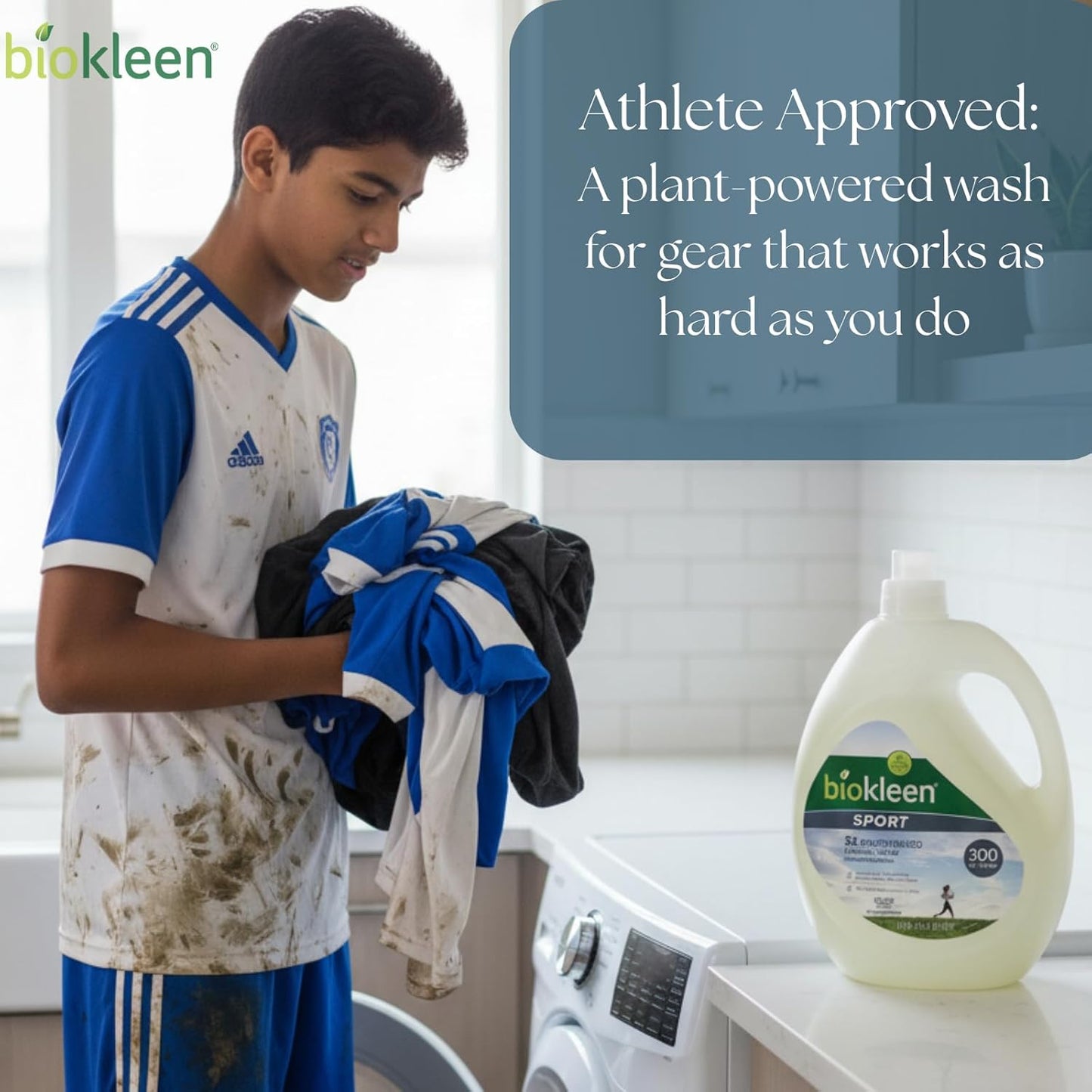 Natural Sport 3X Concentrated Laundry Detergent, 300 Loads, Bio Active Formula, Fight Odors, Sweat & Stain Remover, Lavender Eucalyptus Scent